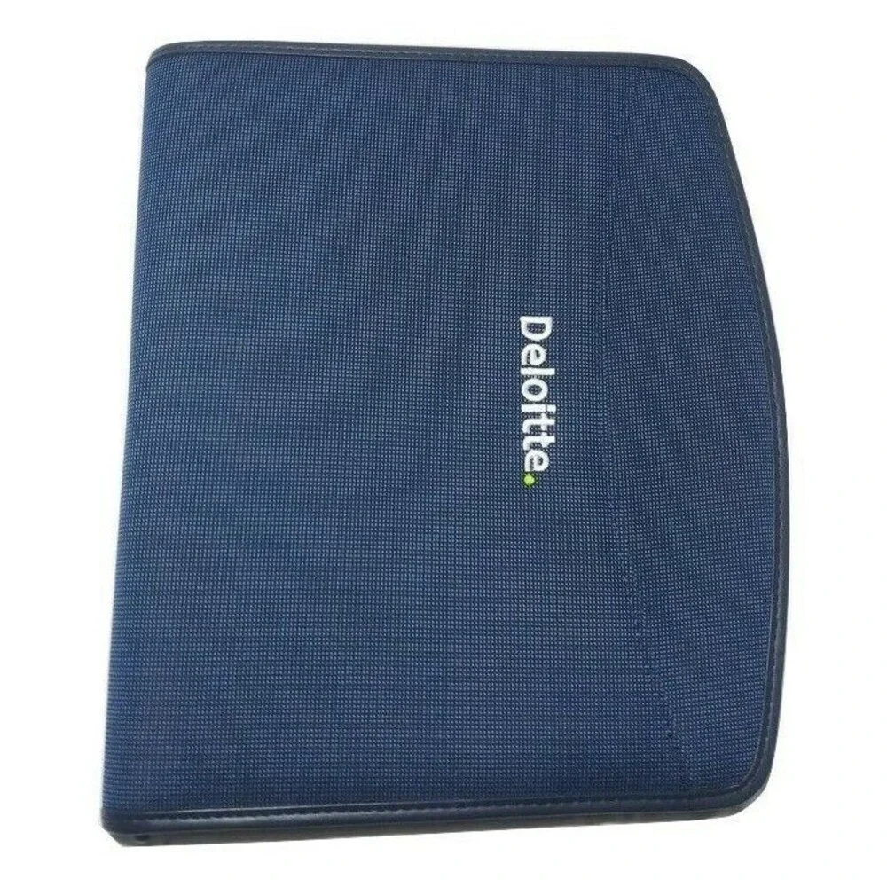 Deloitte Logo Embossed Blue Microfiber Portfolio Padfolio